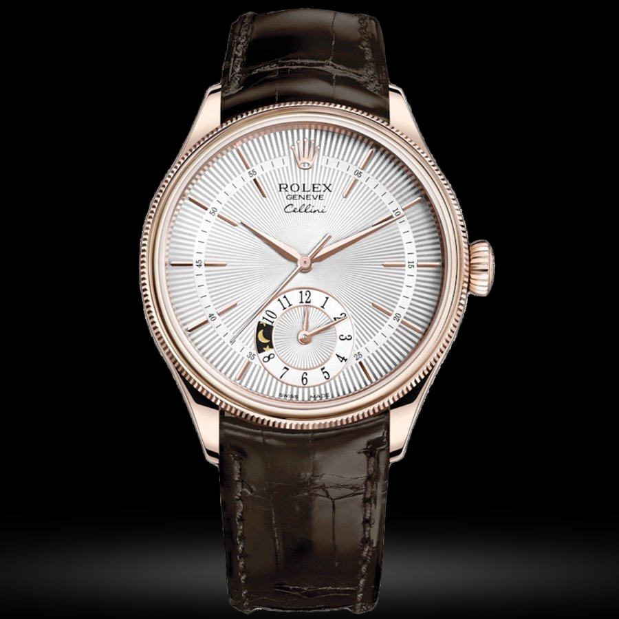Replica Rolex Cellini Dual Time Everose Gold 50525 Silberfarbenes Zifferblatt