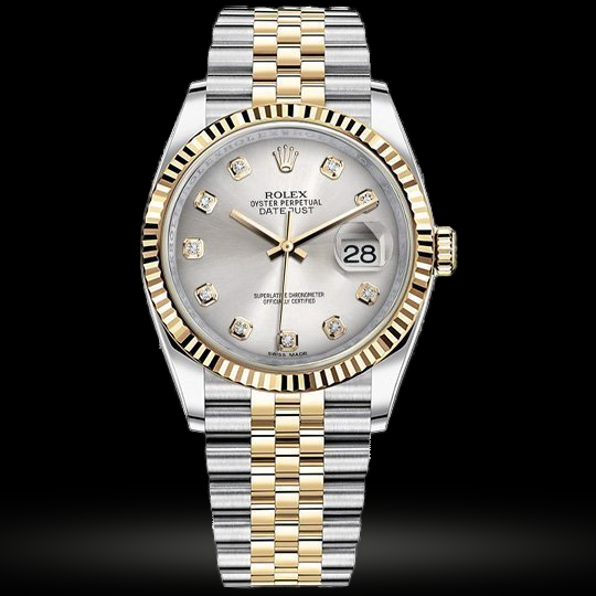 Replica Datejust 36 Stahl und Gold Gelbgold Geriffelte Lünette Bezel 116233